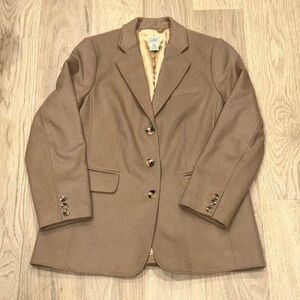 Vintage L.L. Bean Women's Beige Wool Cashmere Blazer Jacket Womens Size 14